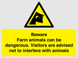 Beware Farm animals can be dangerous. Visitors are advised not to interfere with animals
